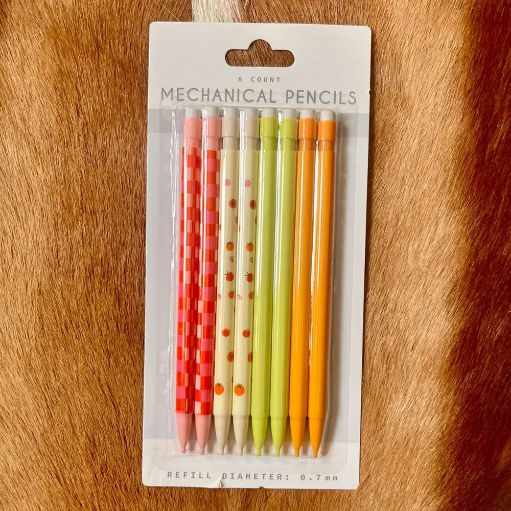 🏷️🎉🆕 aesthetic kawaii mechanical pencils with erasers set of 8 plaid& food print